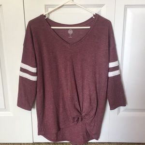 Maroon half sleeve V neck